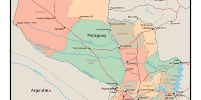 Քարտեզ Պարագվայի քաղաքների հետ