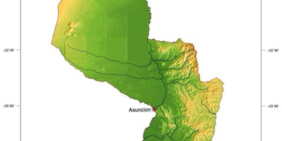 Քարտեզ ֆիզիկական Պարագվայ
