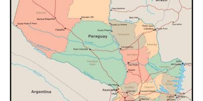 Քարտեզ Պարագվայի քաղաքների հետ